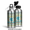 Abstract Teal Stripes Aluminum Water Bottle - Alternate lid options