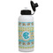 Abstract Teal Stripes Aluminum Water Bottle - White Front