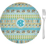 Abstract Teal Stripes Glass Appetizer / Dessert Plate 8" (Personalized)
