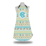 Abstract Teal Stripes Apron w/ Monogram