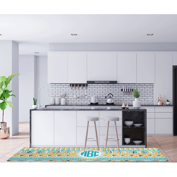 Abstract Teal Stripes Area Rug Sizes