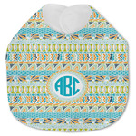Abstract Teal Stripes Jersey Knit Baby Bib w/ Monogram