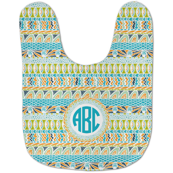 Abstract Teal Stripes Baby Bib - AFT flat