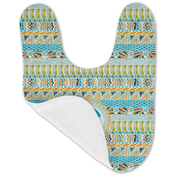 Abstract Teal Stripes Baby Bib - AFT folded