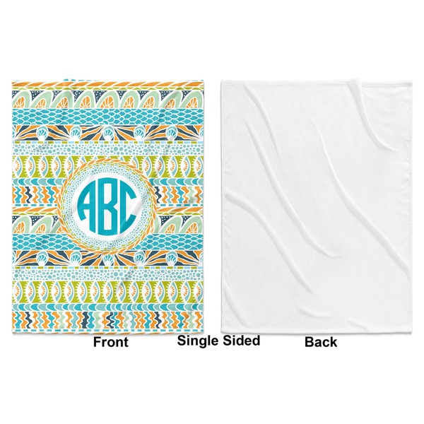 Abstract Teal Stripes Baby Blanket (Single Side - Printed Front, White Back)