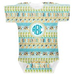 Abstract Teal Stripes Baby Bodysuit 12-18 (Personalized)