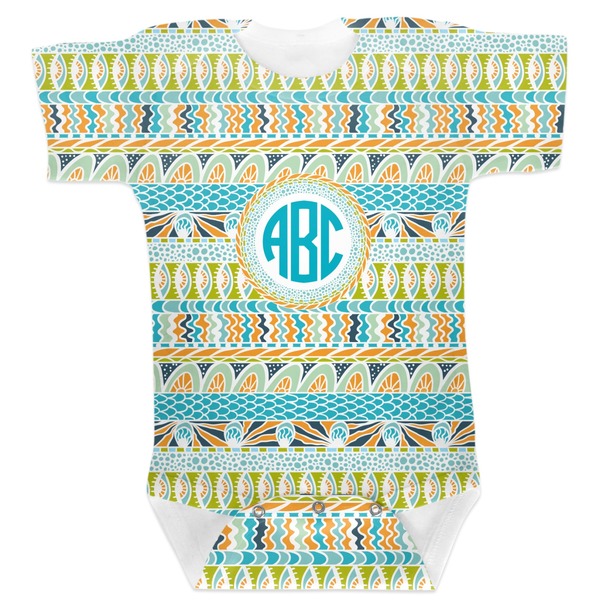 Custom Abstract Teal Stripes Baby Bodysuit (Personalized)