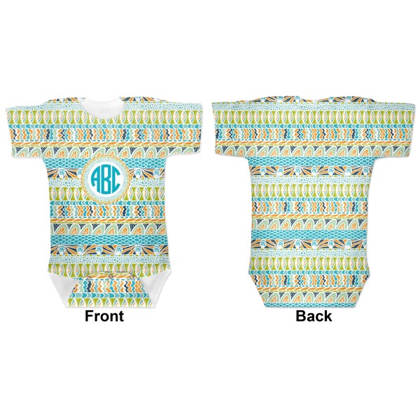 Abstract Teal Stripes Baby Bodysuit Approval