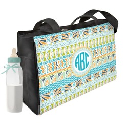 Abstract Teal Stripes Diaper Bag w/ Monogram