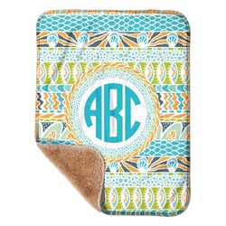 Abstract Teal Stripes Sherpa Baby Blanket - 30" x 40" w/ Monograms