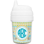 Abstract Teal Stripes Baby Sippy Cup (Personalized)