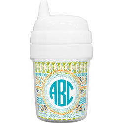 Abstract Teal Stripes Baby Sippy Cup (Personalized)