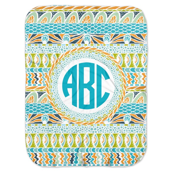 Custom Abstract Teal Stripes Baby Swaddling Blanket (Personalized)