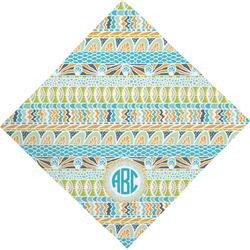 Abstract Teal Stripes Dog Bandana Scarf w/ Monogram