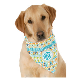 Abstract Teal Stripes Dog Bandana Scarf w/ Monogram