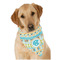 Abstract Teal Stripes Dog Bandana Scarf w/ Monogram