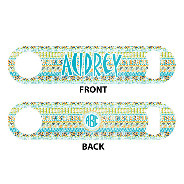 Abstract Teal Stripes Bar Bottle Opener - White - Approval
