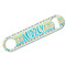 Abstract Teal Stripes Bar Bottle Opener - White - Front