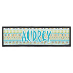 Abstract Teal Stripes Bar Mat - Large (Personalized)