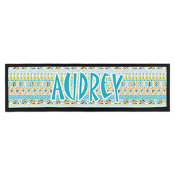 Abstract Teal Stripes Bar Mat - Large (Personalized)