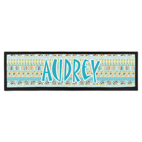 Custom Abstract Teal Stripes Bar Mat - Large (Personalized)