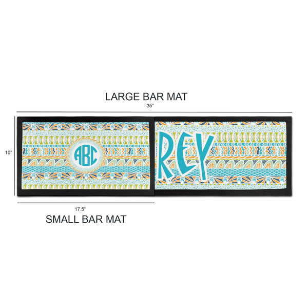 Abstract Teal Stripes Bar Mats - Sizing Chart