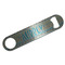 Abstract Teal Stripes Bar Bottle Opener - Silver w/ Monogram