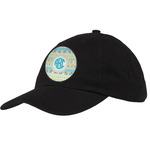 Abstract Teal Stripes Baseball Cap - Black (Personalized)