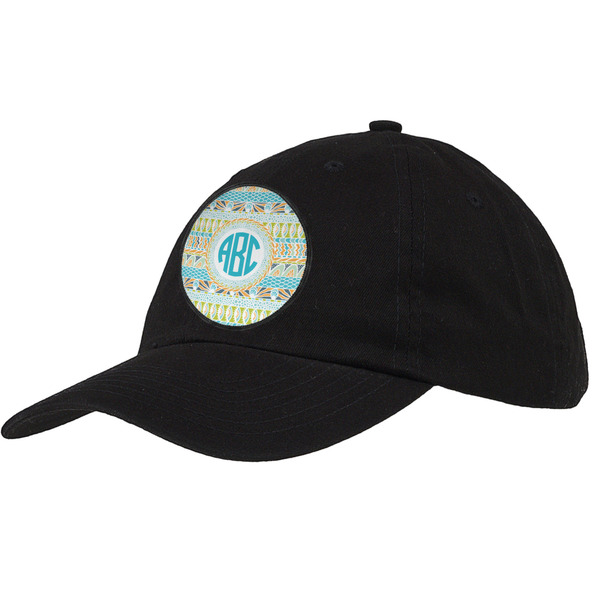 Custom Abstract Teal Stripes Baseball Cap - Black (Personalized)