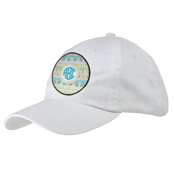 Abstract Teal Stripes Baseball Cap - White (Personalized)