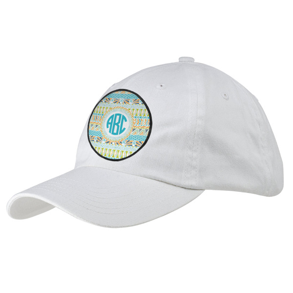 Custom Abstract Teal Stripes Baseball Cap - White (Personalized)