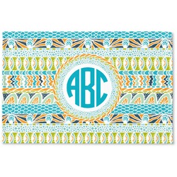 Abstract Teal Stripes Woven Mat (Personalized)