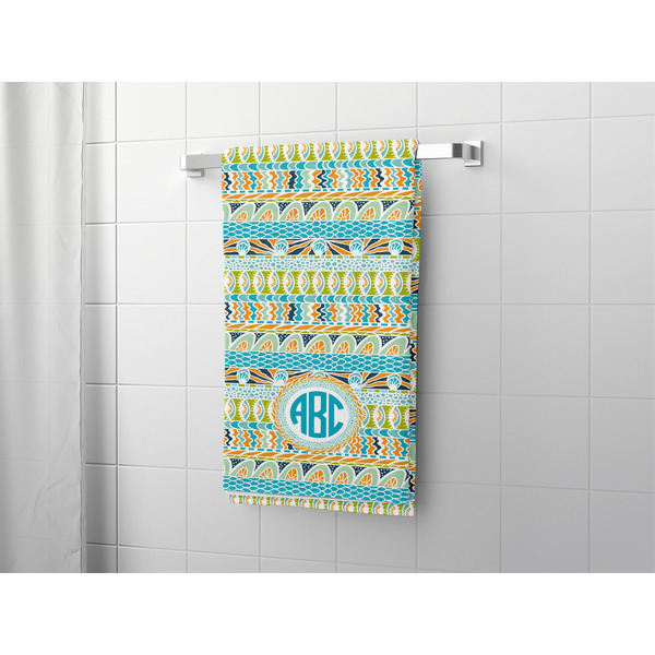 Abstract Teal Stripes Bath Towel - LIFESTYLE