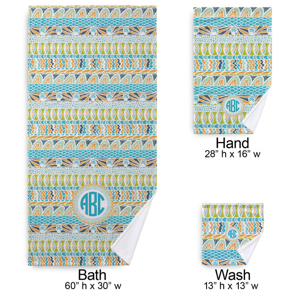 Abstract Teal Stripes Bath Towel Sets - 3-piece - Approval
