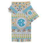 Abstract Teal Stripes Bath Towel Set - 3 Pcs (Personalized)