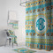 Abstract Teal Stripes Bath Towel Sets - 3-piece - In Context