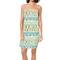 Abstract Teal Stripes Spa / Bath Wrap on Woman - Front View