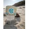 Abstract Teal Stripes Beach Spiker white on beach with sand