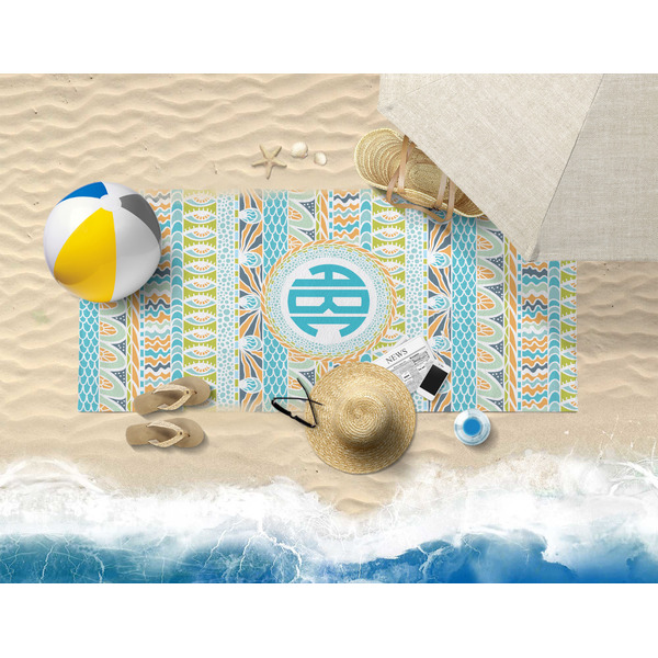 Abstract Teal Stripes Beach Towel Lifestyle