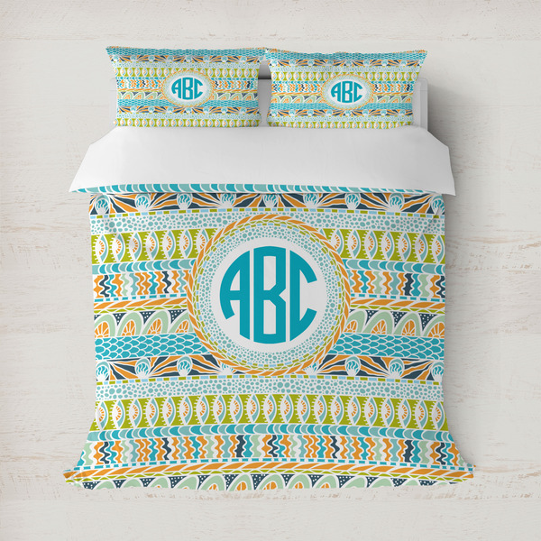 Custom Abstract Teal Stripes Duvet Cover Set - Full / Queen (Personalized)