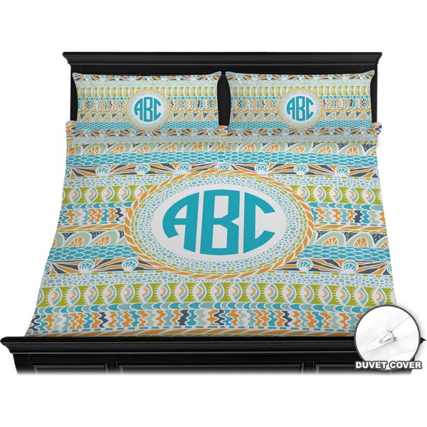 Abstract Teal Stripes Bedding Set (King) - Duvet