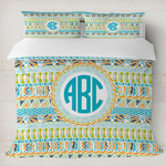 Abstract Teal Stripes Duvet Cover Set - King (Personalized)