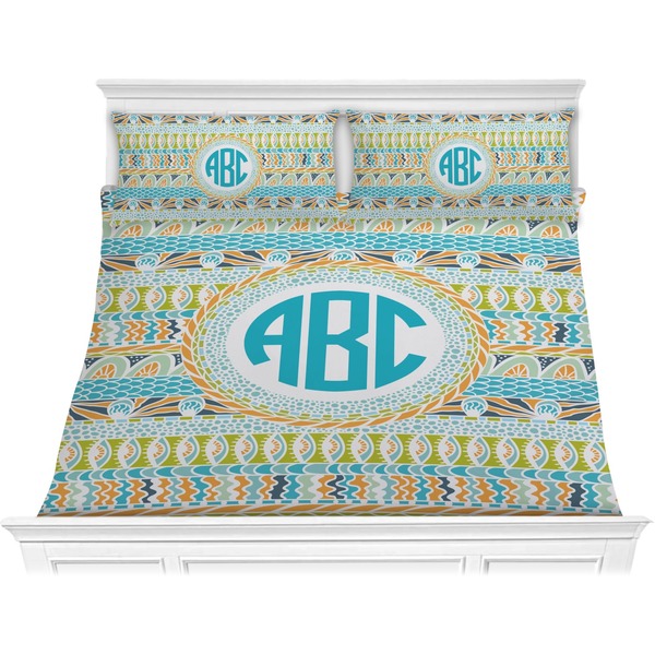 Custom Abstract Teal Stripes Comforter Set - King (Personalized)