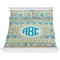 Abstract Teal Stripes Comforter Set - King (Personalized)