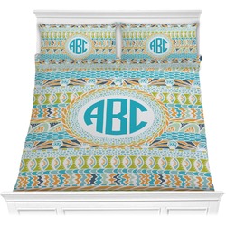 Abstract Teal Stripes Comforter Set - Full / Queen (Personalized)