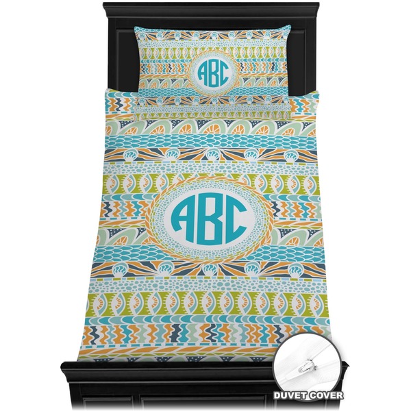 Abstract Teal Stripes Bedding Set (Twin) - Duvet
