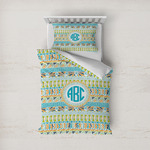 Abstract Teal Stripes Duvet Cover Set - Twin (Personalized)