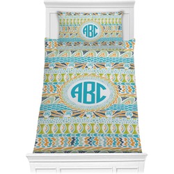 Abstract Teal Stripes Comforter Set - Twin XL (Personalized)