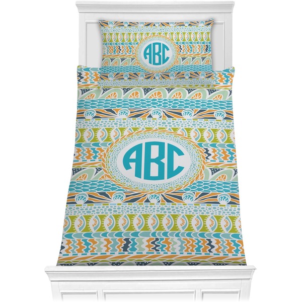 Custom Abstract Teal Stripes Comforter Set - Twin XL (Personalized)