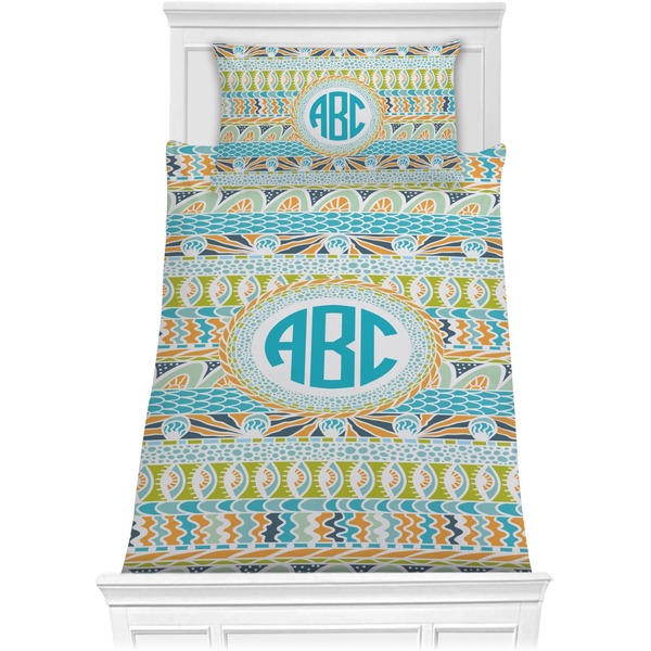 Abstract Teal Stripes Bedding Set (Twin)
